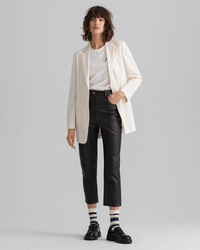 Pantalones tobilleros de talle alto en piel