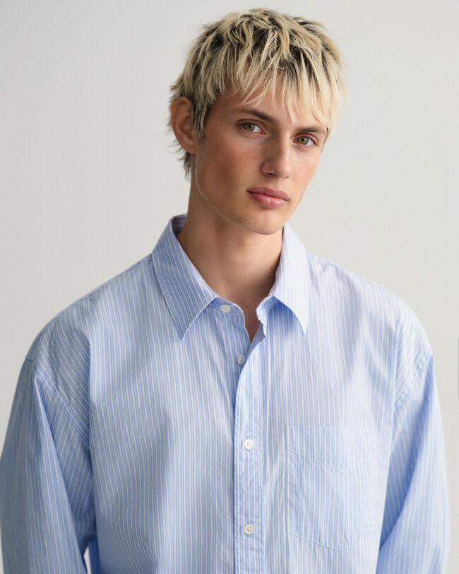 Camisa extragrande de popelina a rayas