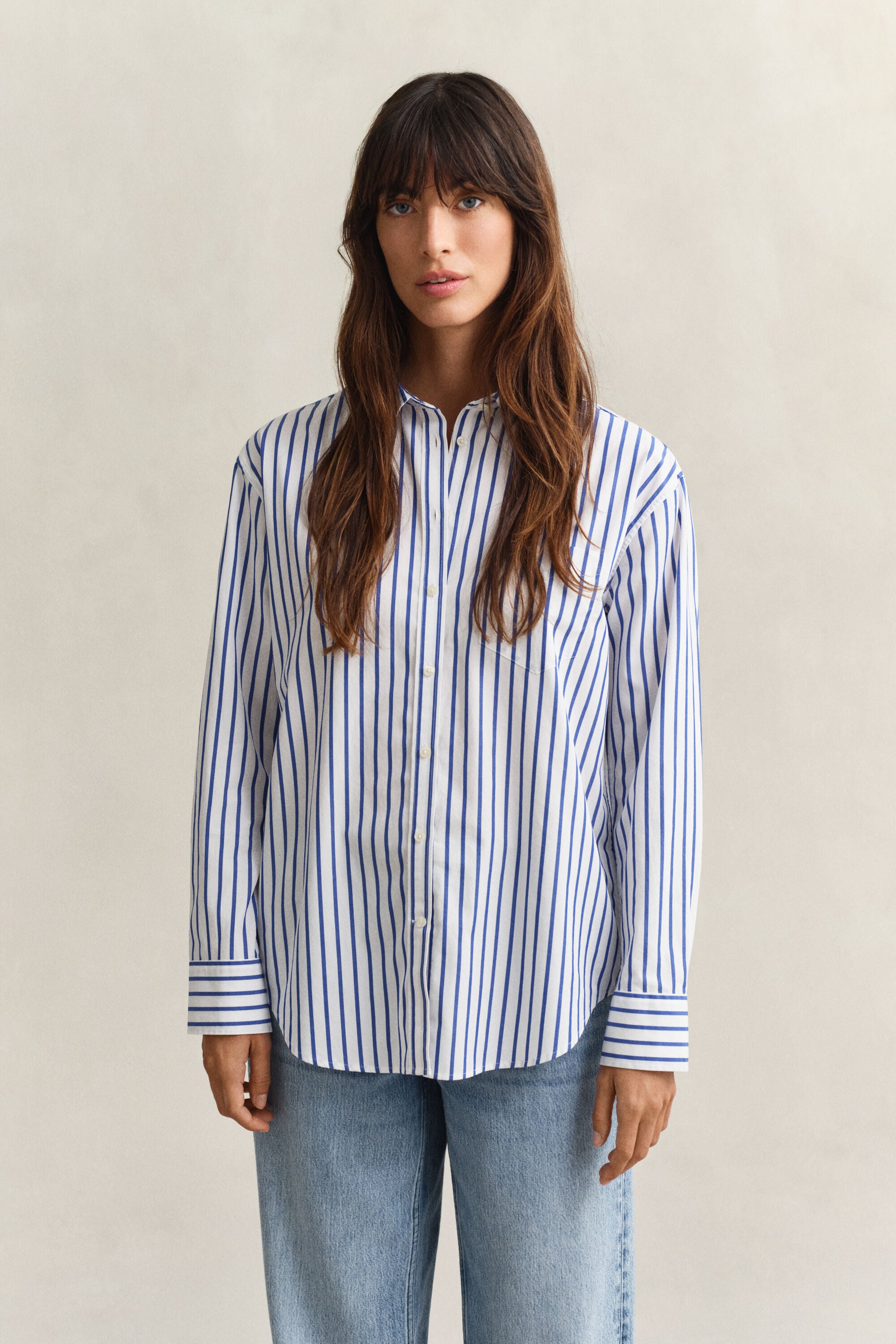 Camisa Relaxed Fit clásica de popelina a rayas