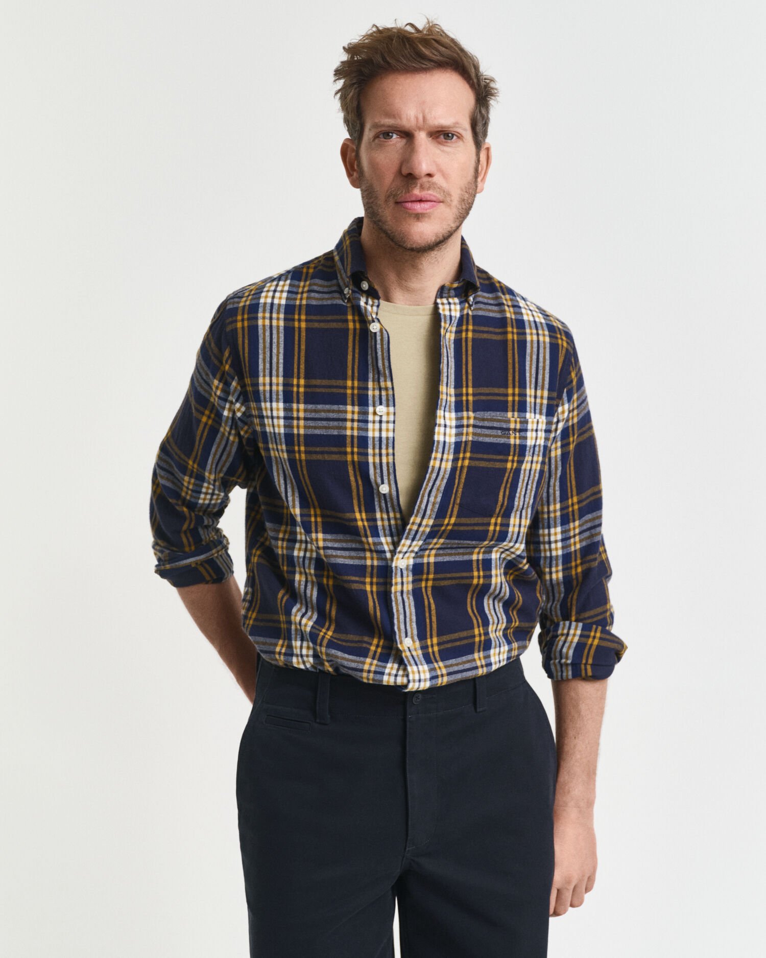 Camisa Regular Fit de franela Windblown a cuadros