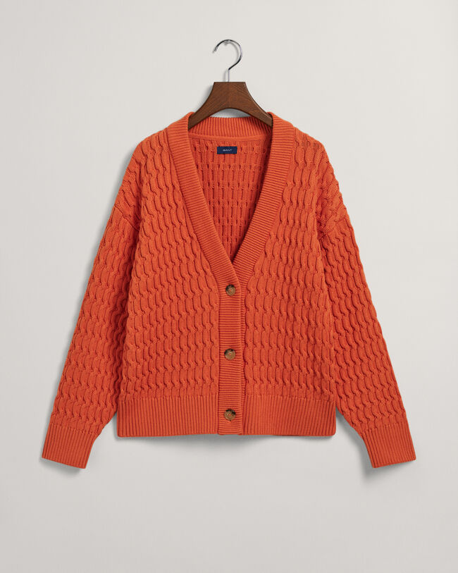 C&aacute;rdigan de cuello de pico y algod&oacute;n Textured