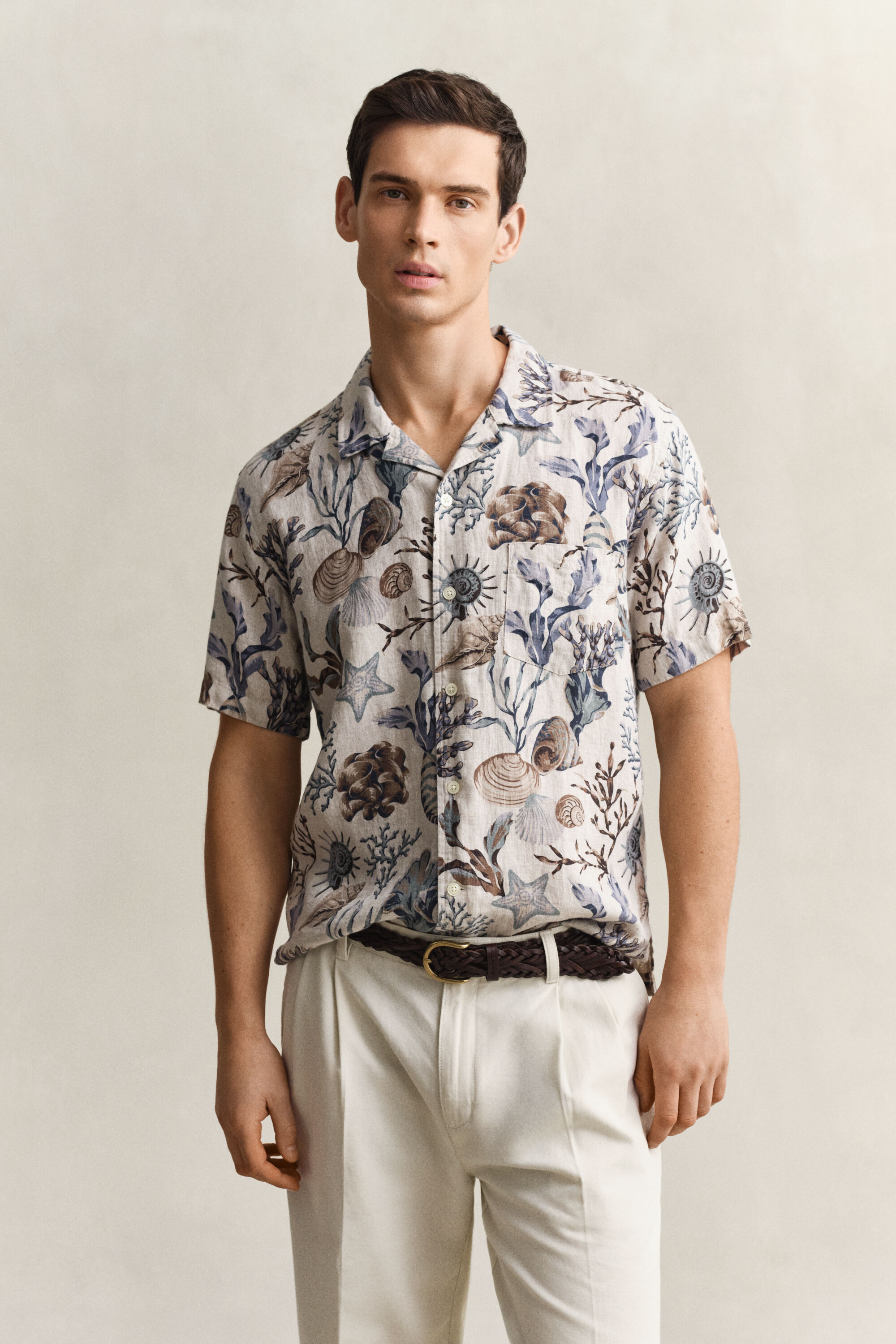 Camisa de lino estampada