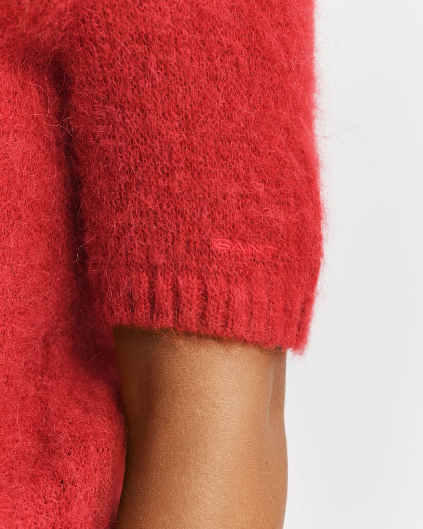 Jersey de manga corta y cuello redondo de mezcla de mohair