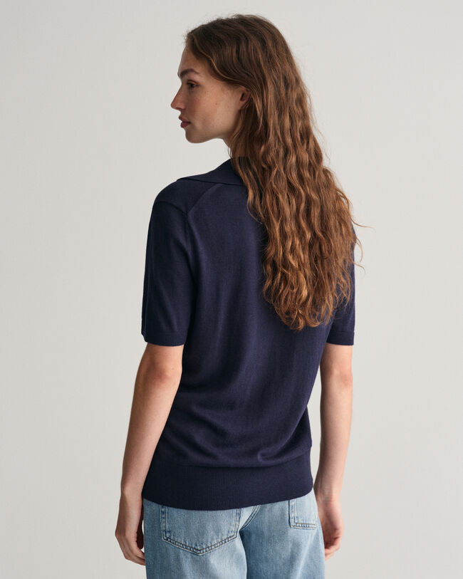 Rugger de manga corta en punto fino