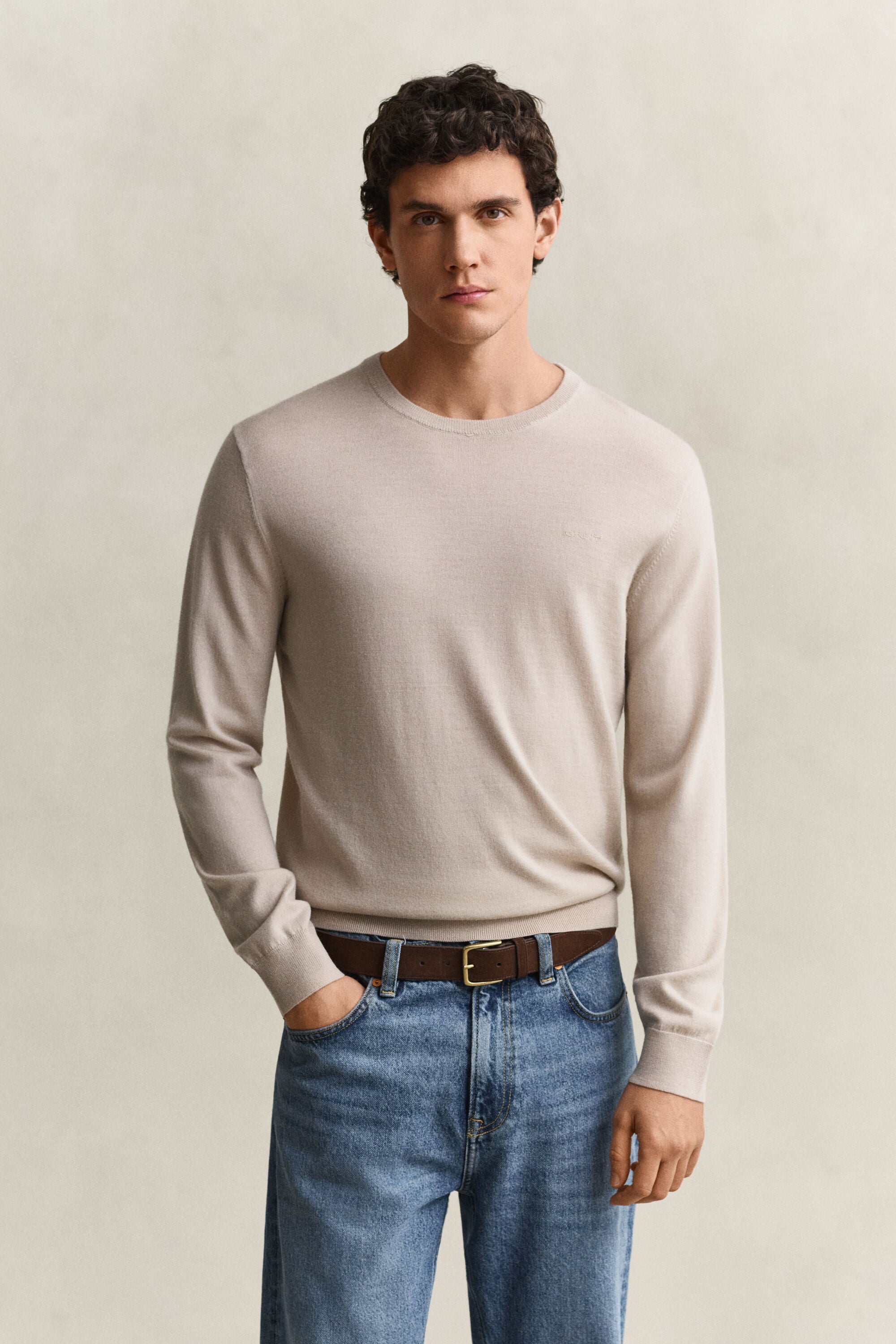 Jersey de lana merino con cuello redondo