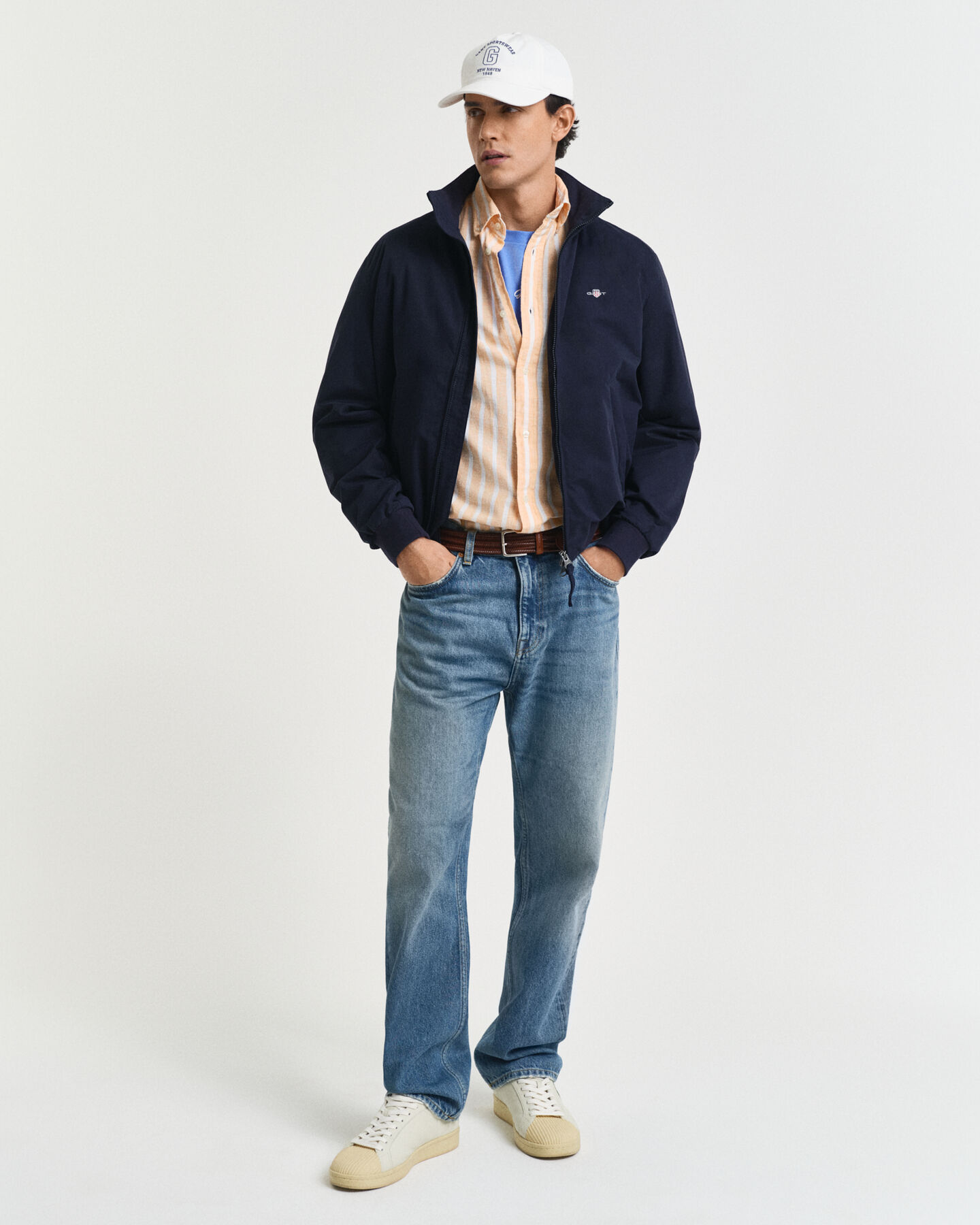 Camisa Regular Fit de lino y algodón a rayas