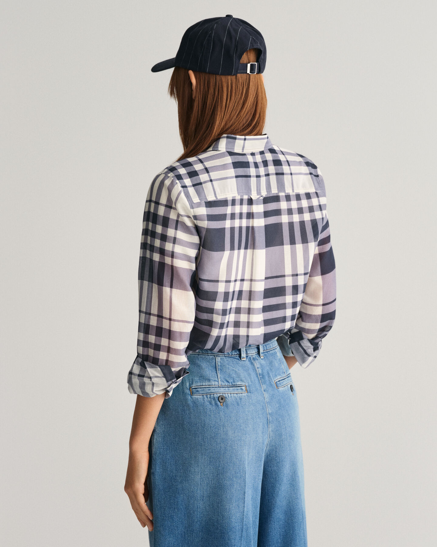 Camisa Regular Fit de cuadros en algodón y seda