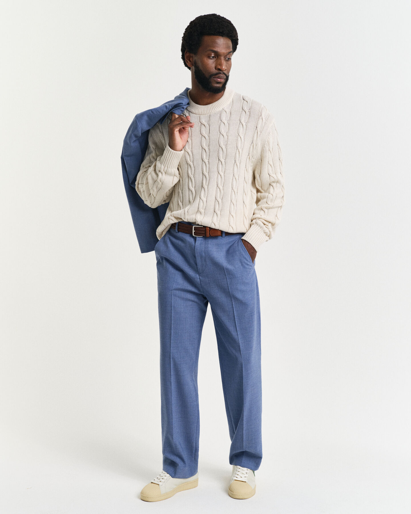 Pantalones de traje Relaxed Fit de lana moulin&eacute;