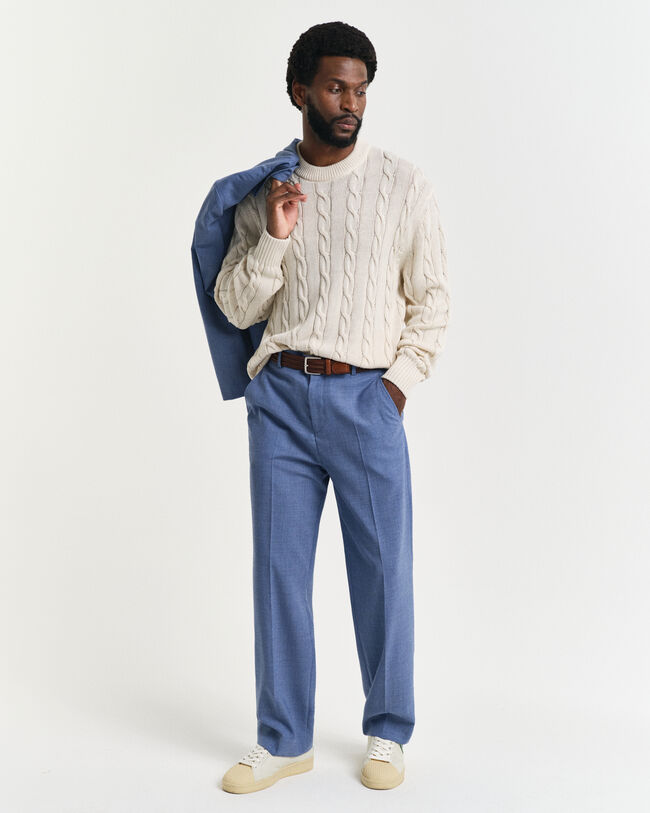 Pantalones de traje Relaxed Fit de lana moulin&eacute;