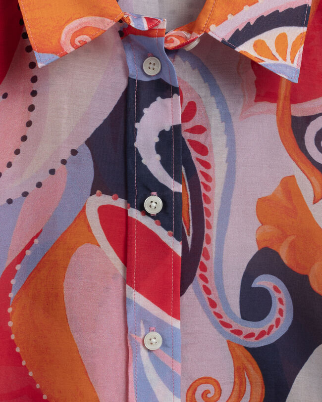 Camisa Regular Fit de seda y algod&oacute;n con estampado de cachemir