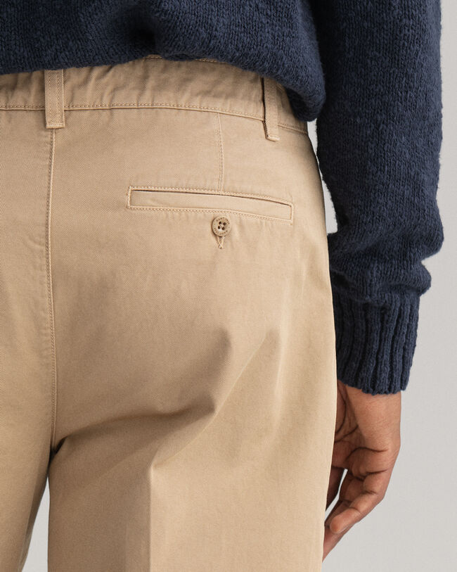 Pantalones chinos de sarga de algodón con pernera ancha
