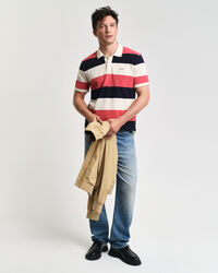 Polo de piqué de rayas en bloques