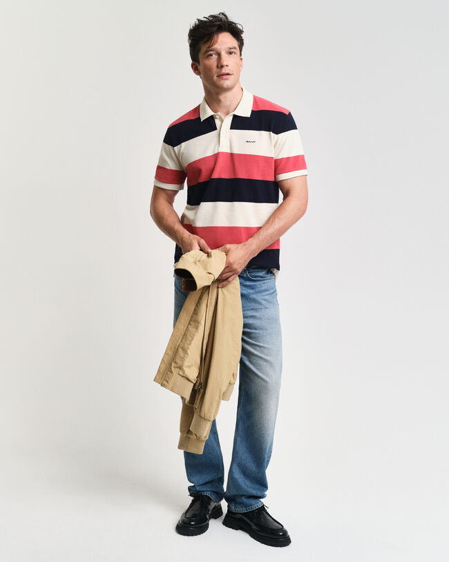 Polo de piqué de rayas en bloques