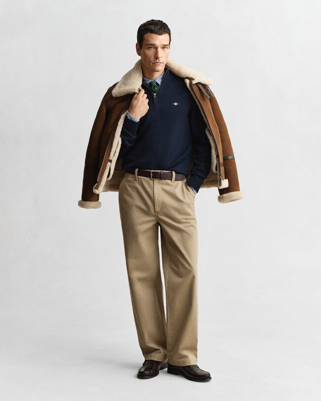 Jersey de algodón con media cremallera Casual