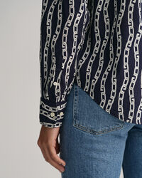 Camisa Regular Fit en gasa de algodón Chain Print