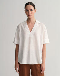 Blusa de manga corta de lino Popover