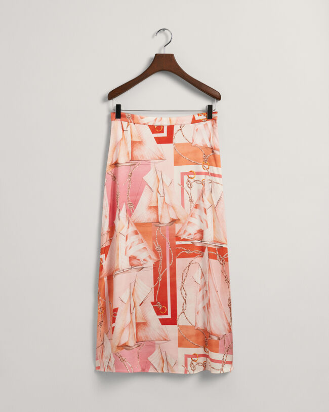 Falda larga de seda Sailing Print