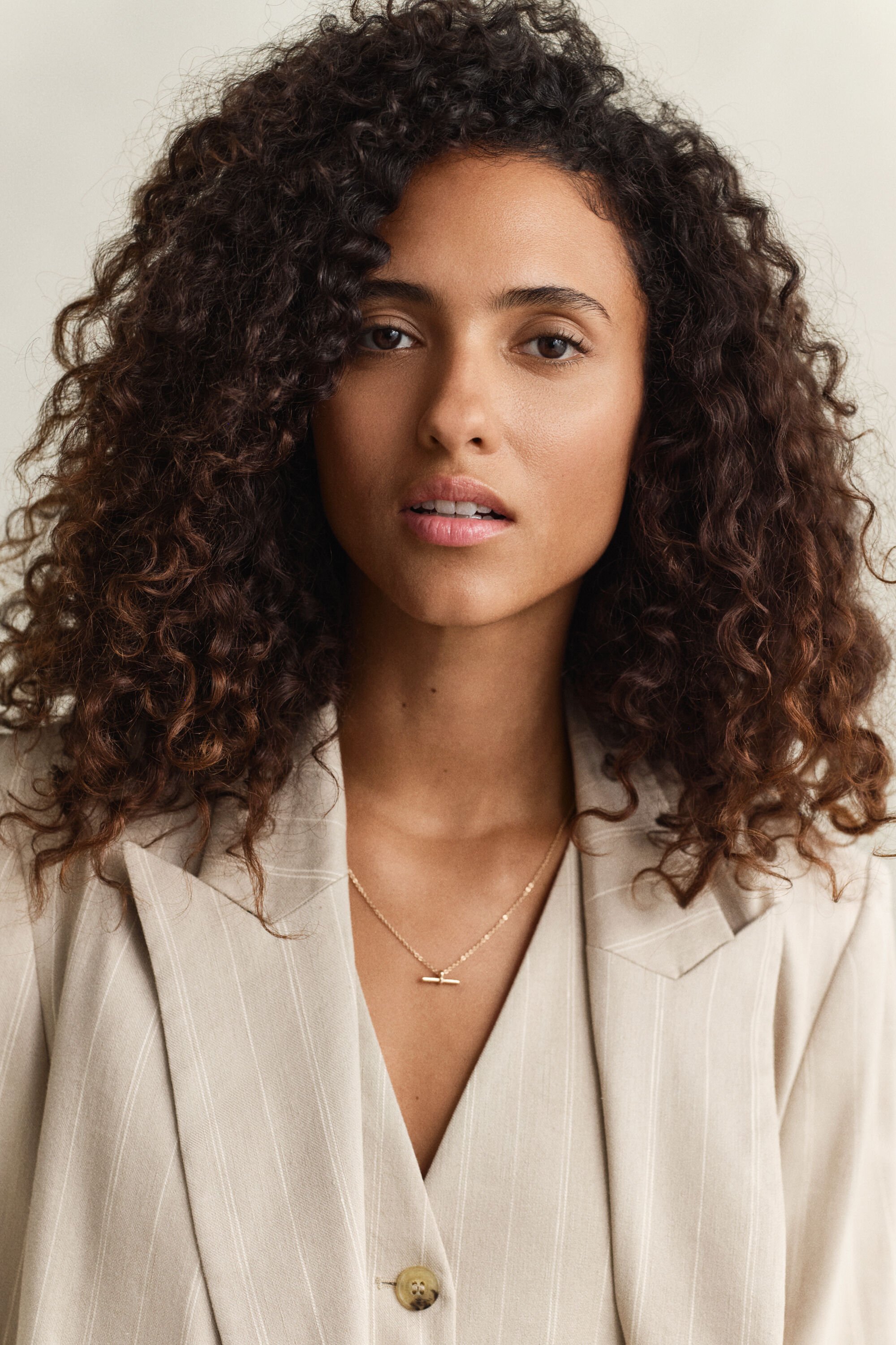 Americana de mezcla de lino de raya diplomática