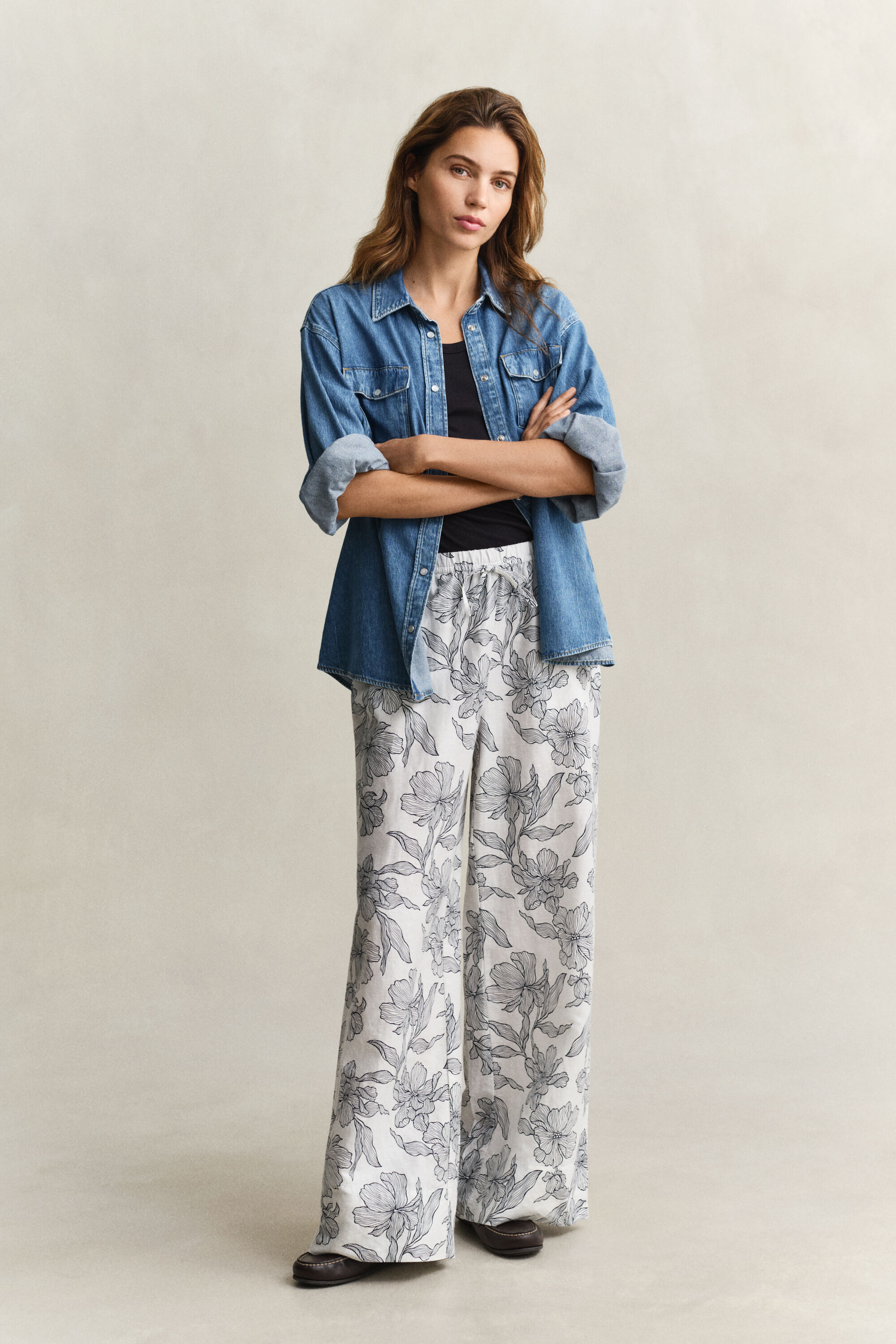 Pantalones de lino de flores