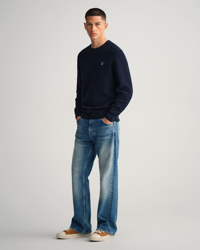 Jersey de cuello redondo y algod&oacute;n Texture