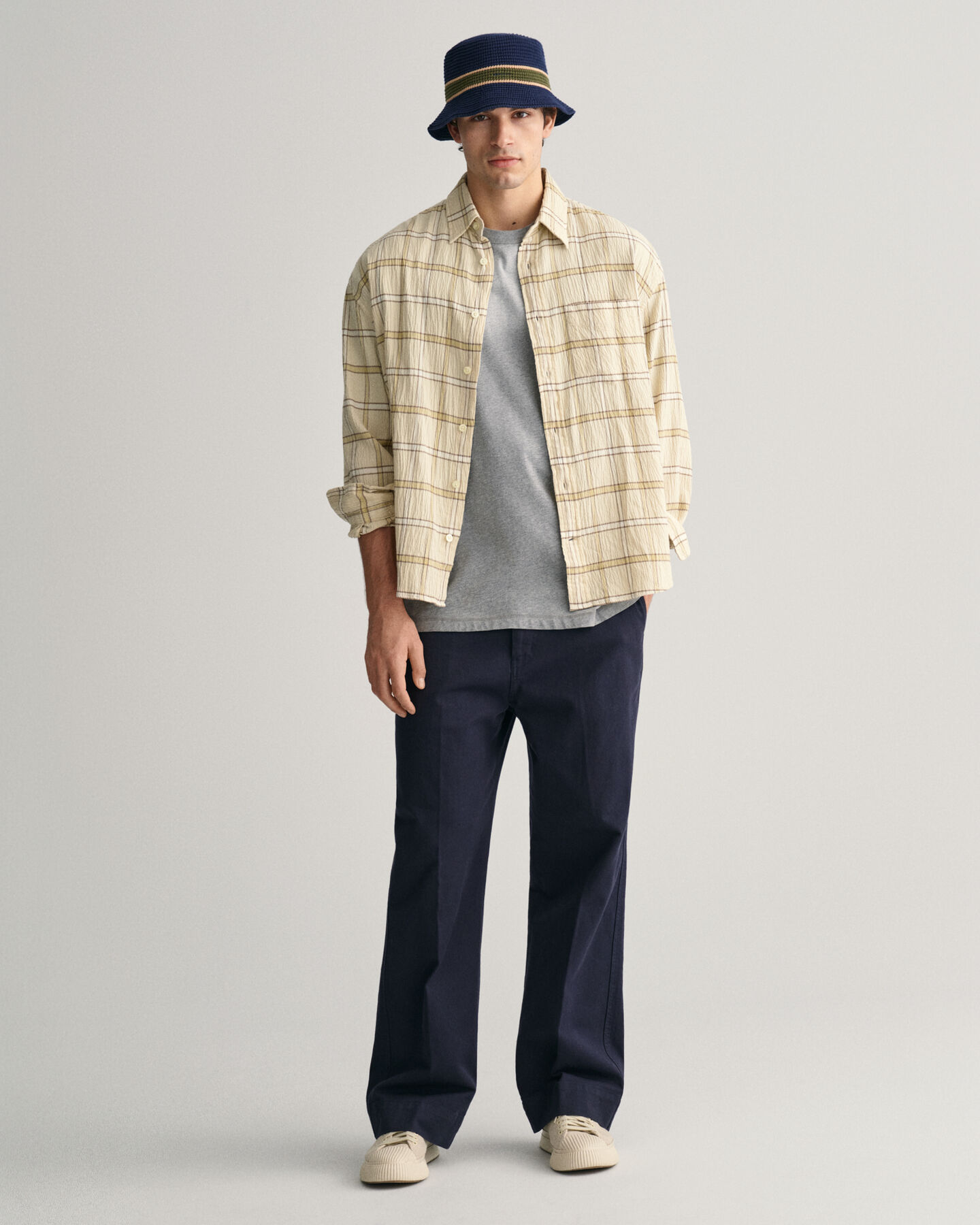 Camisa extragrande de cuadros con textura