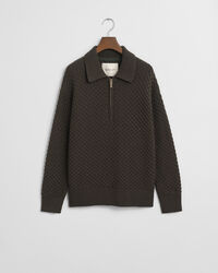 Jersey de algodón con media cremallera y textura