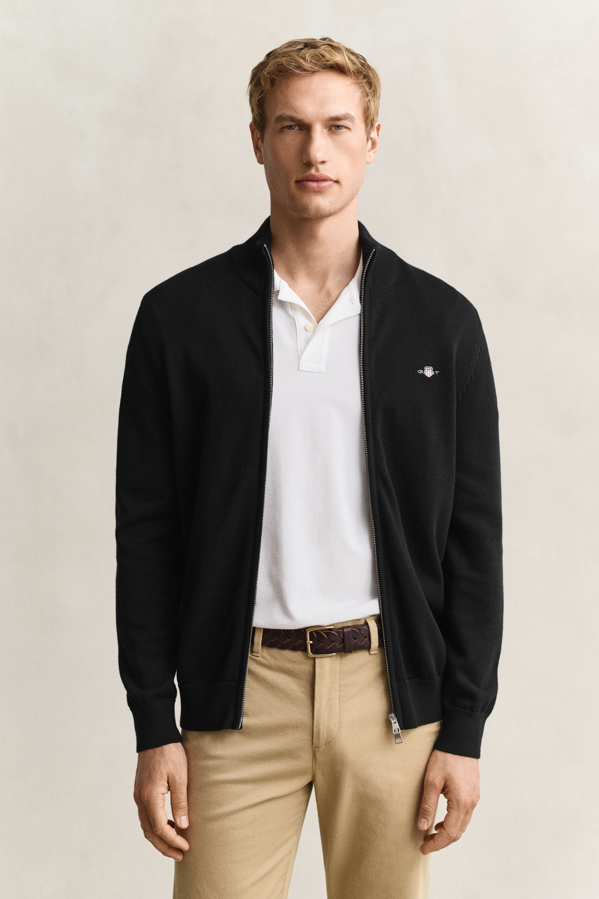 Cárdigan de algodón con cremallera Casual