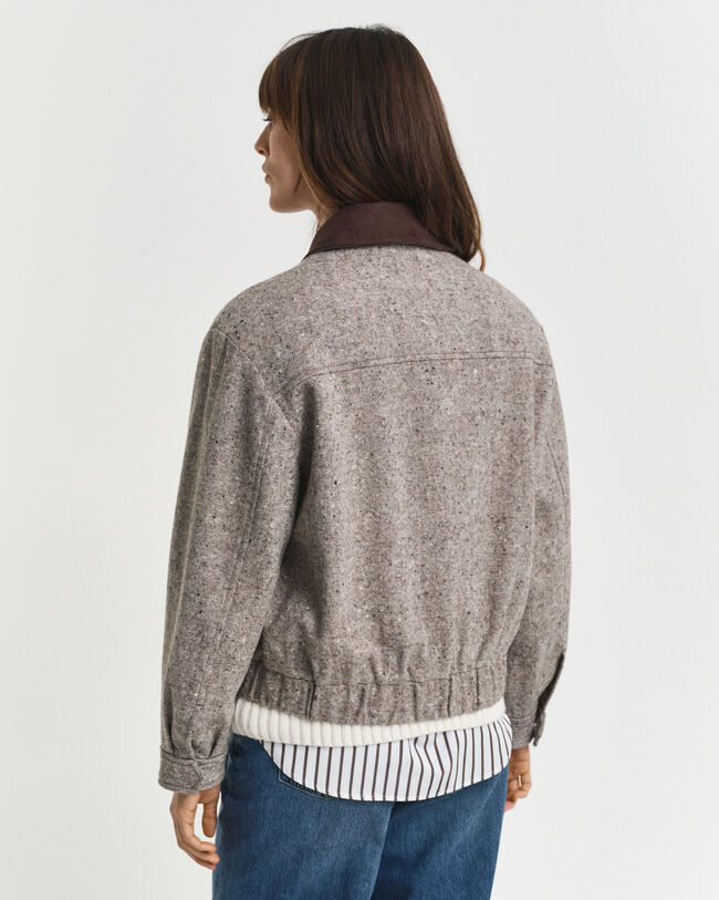 Chaqueta de lana con cuello en contraste