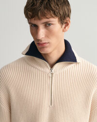 Jersey acanalado con media cremallera