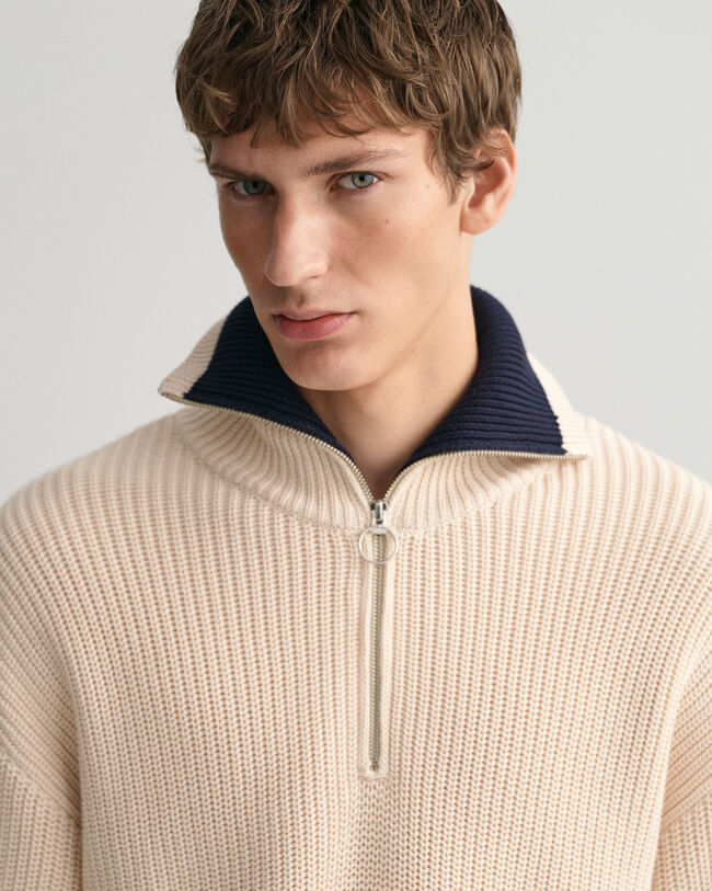 Jersey acanalado con media cremallera