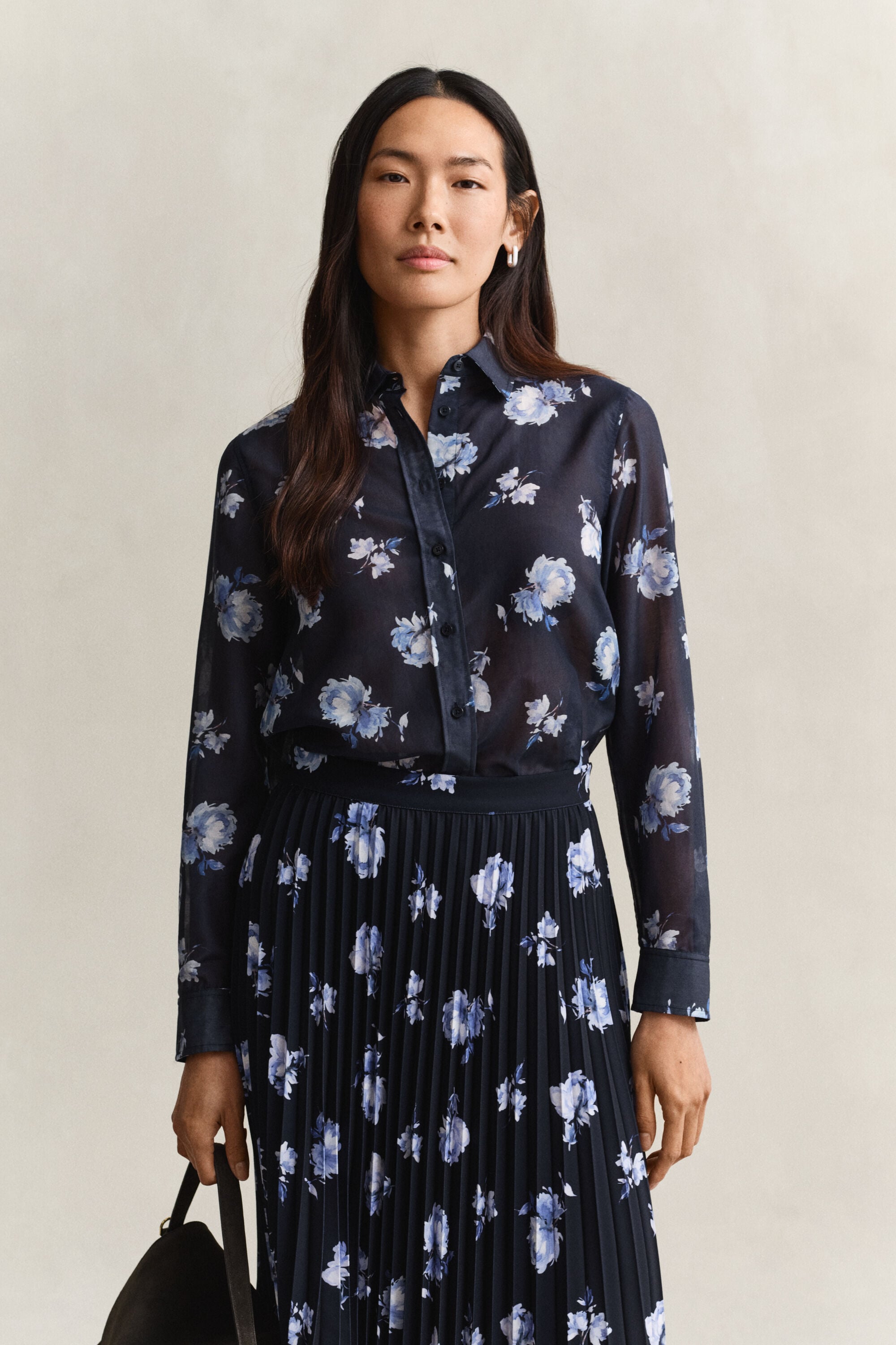 Camisa de seda y algodón con estampado floral