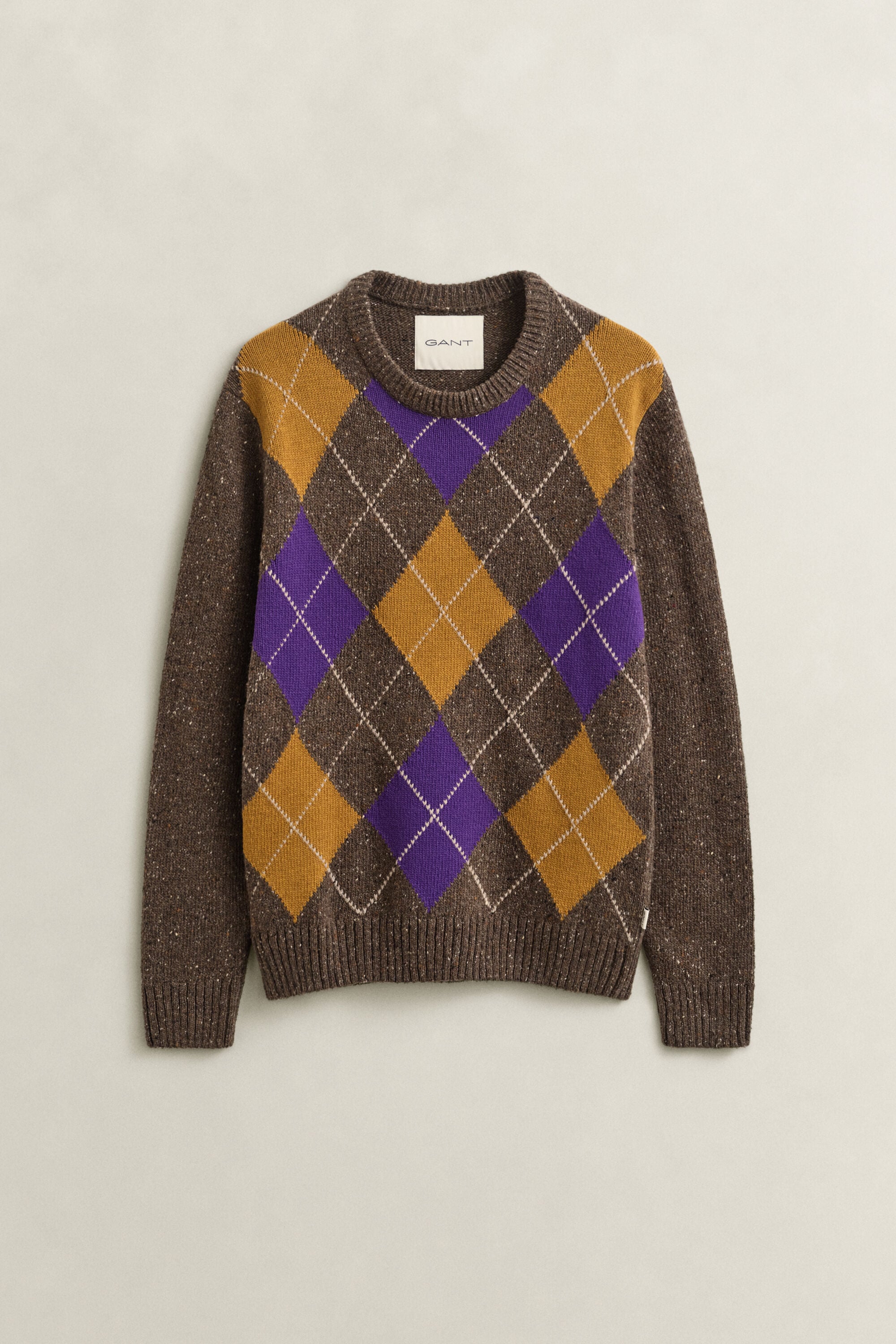Jersey de cuello redondo con diseño de rombos y neps