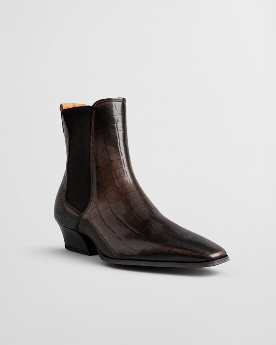 Botas Bassotte de piel de efecto cocodrilo