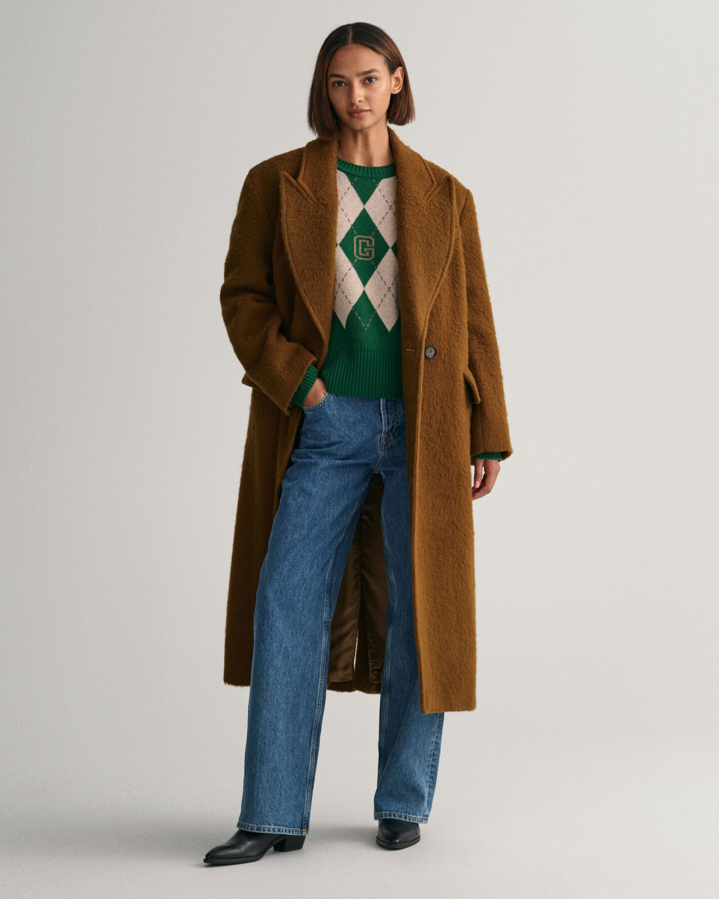 Jersey muy fino de cuello redondo Argyle