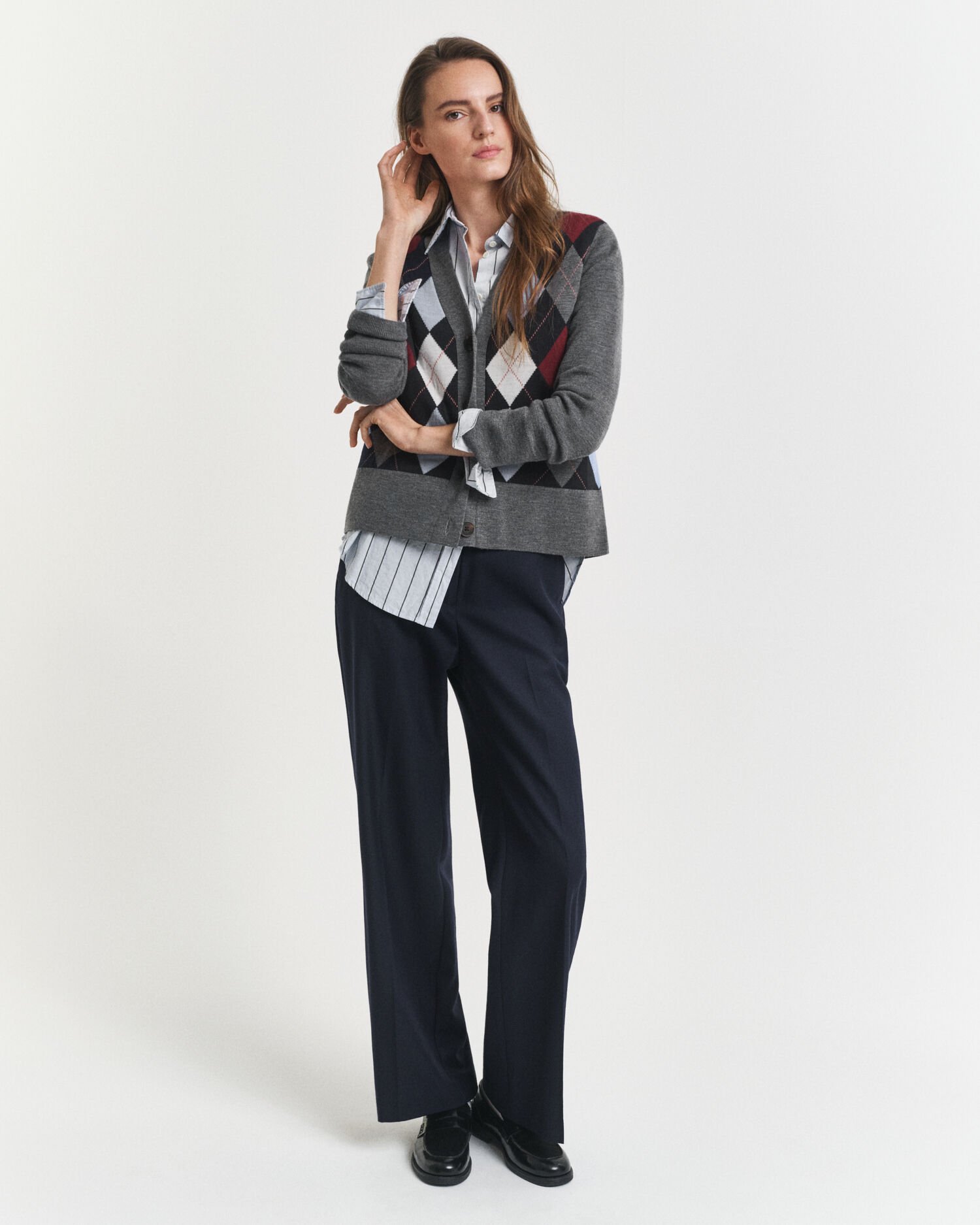 Cárdigan de cuello de pico Argyle