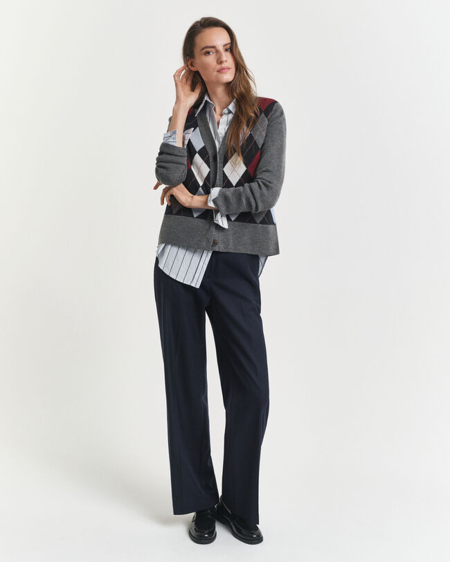 Cárdigan de cuello de pico Argyle