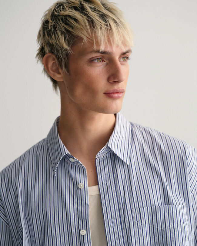 Camisa extragrande de popelina a rayas