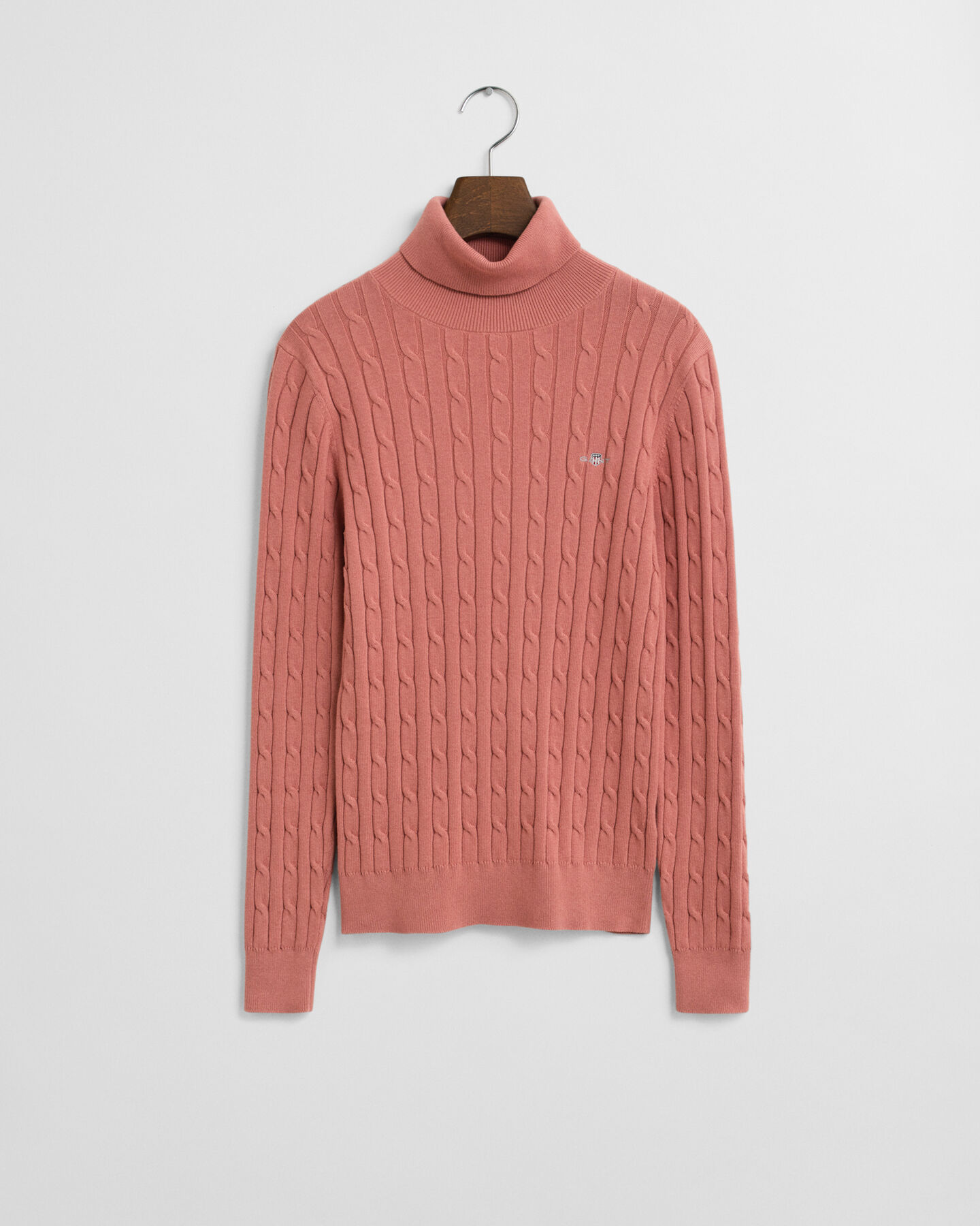 Jersey de punto de ochos en algodón elástico con cuello de cisne