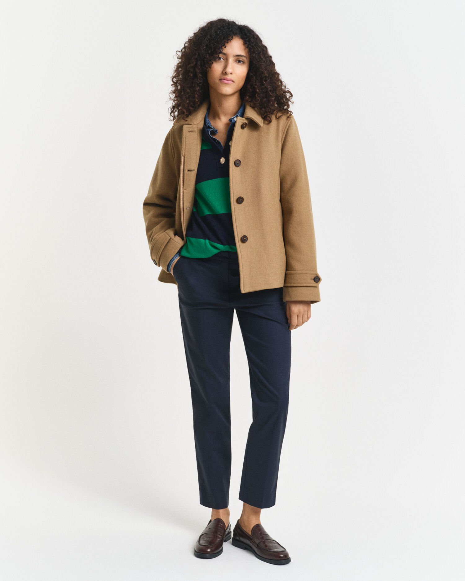 Gabán corto en mezcla de lana