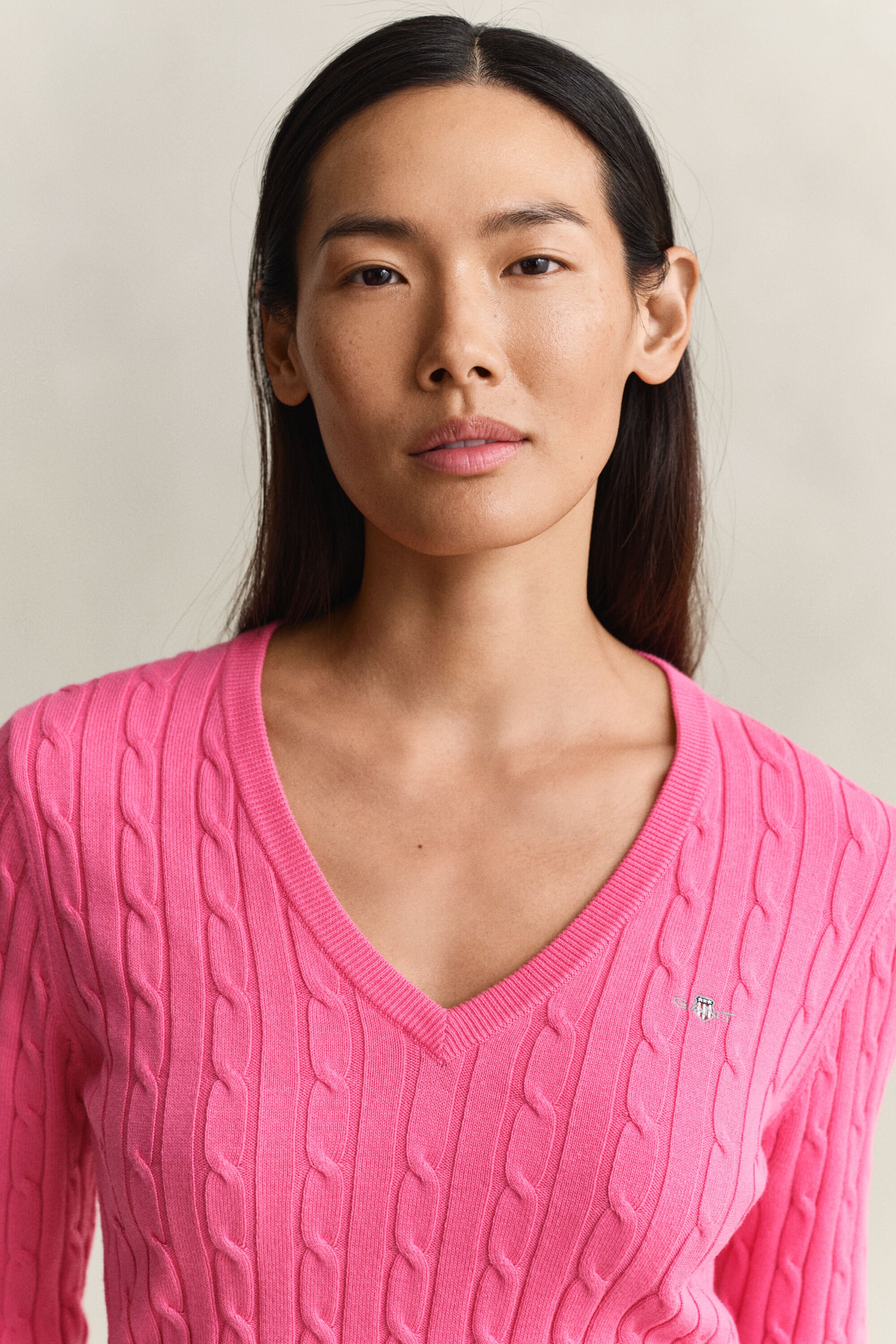 Jersey de cuello de pico en punto de ochos