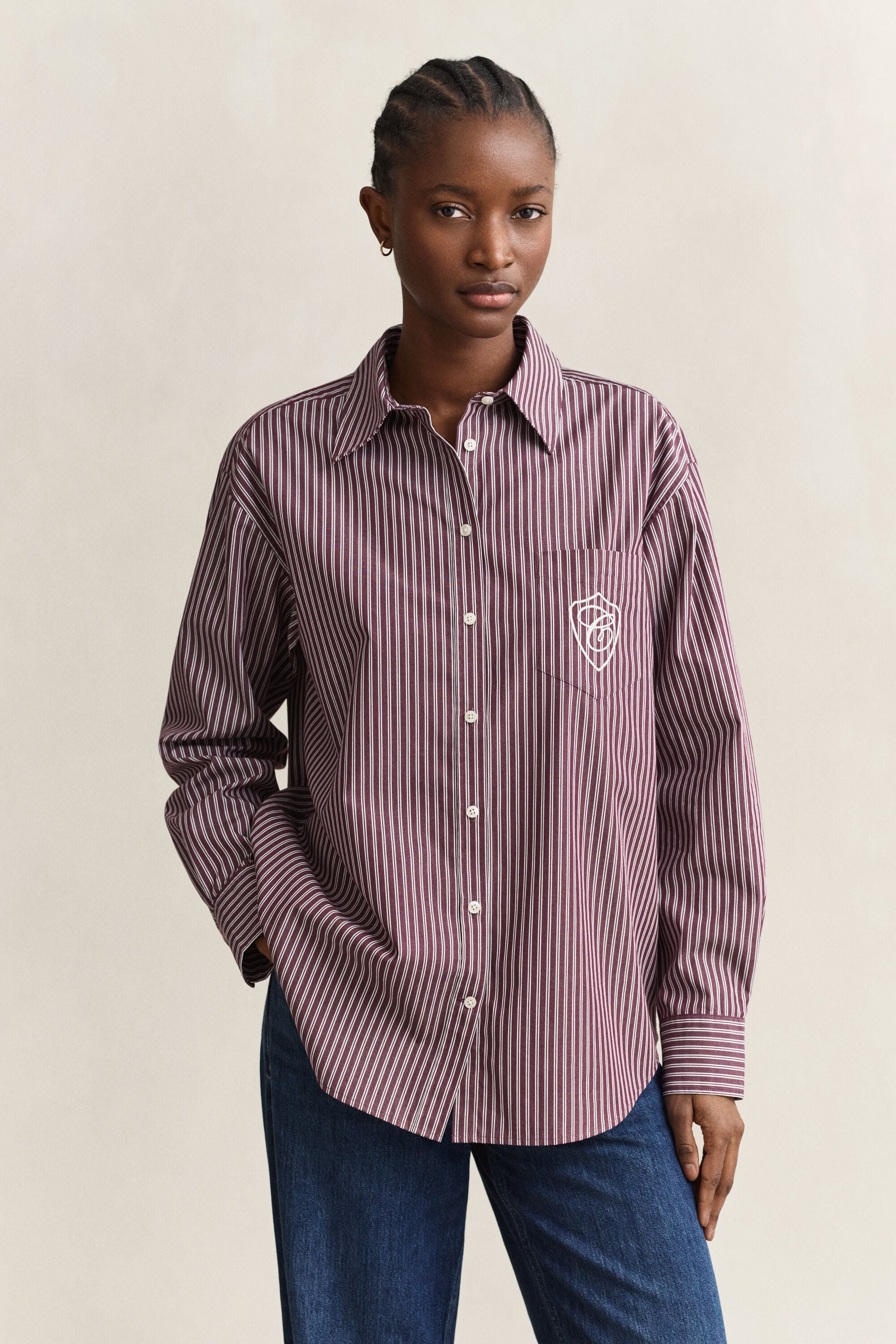 Camisa Relaxed Fit clásica de popelina a rayas