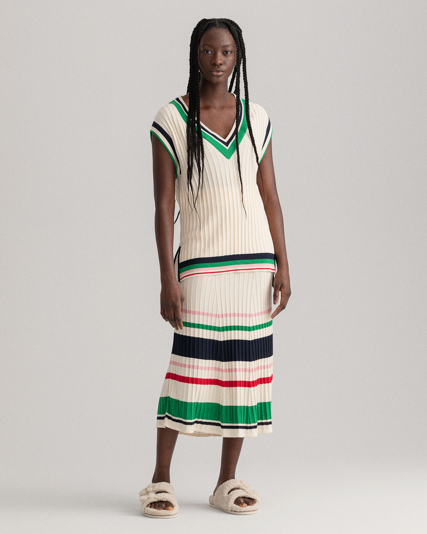 Chaleco de punto acanalado a rayas