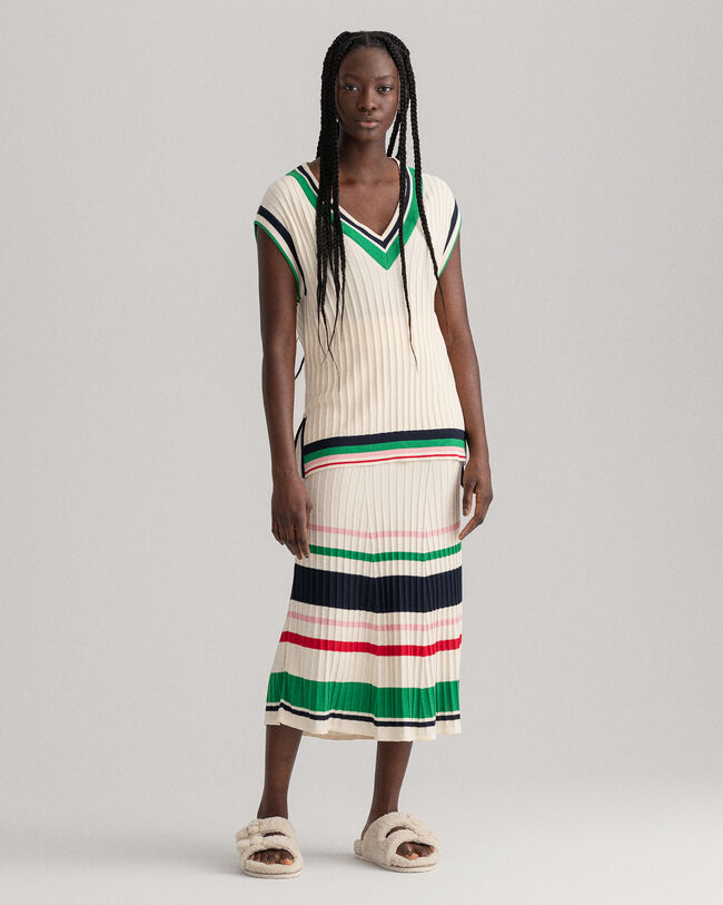 Chaleco de punto acanalado a rayas