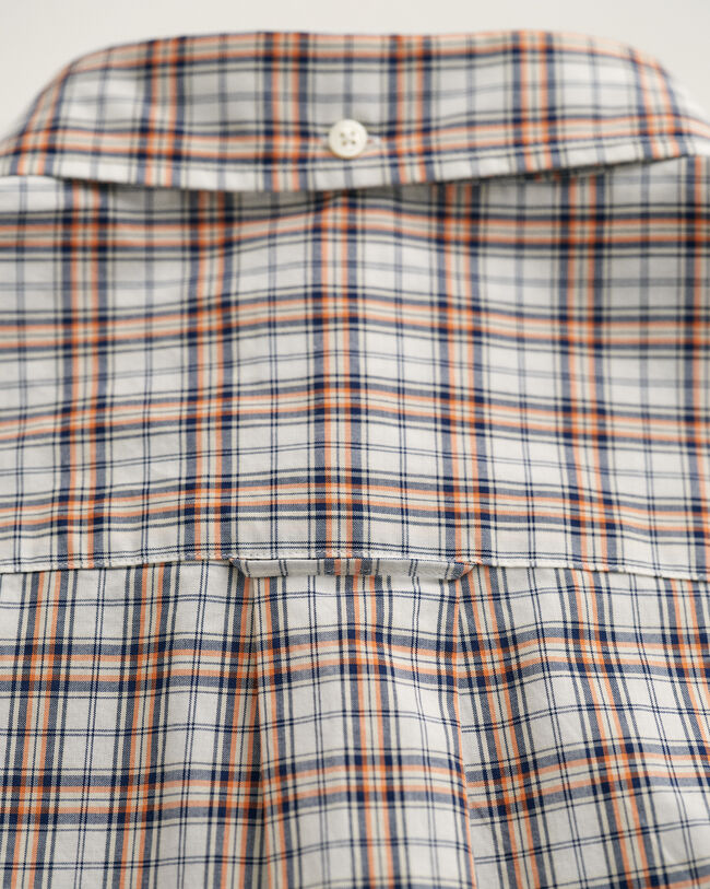 Camisa Regular Fit de manga corta en popelina con microestampado de cuadros