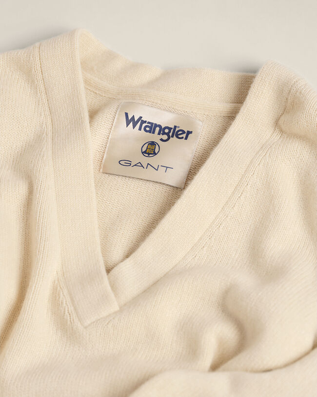Jersey de cuello de pico Wrangler x GANT Varsity en mezcla de cachemir