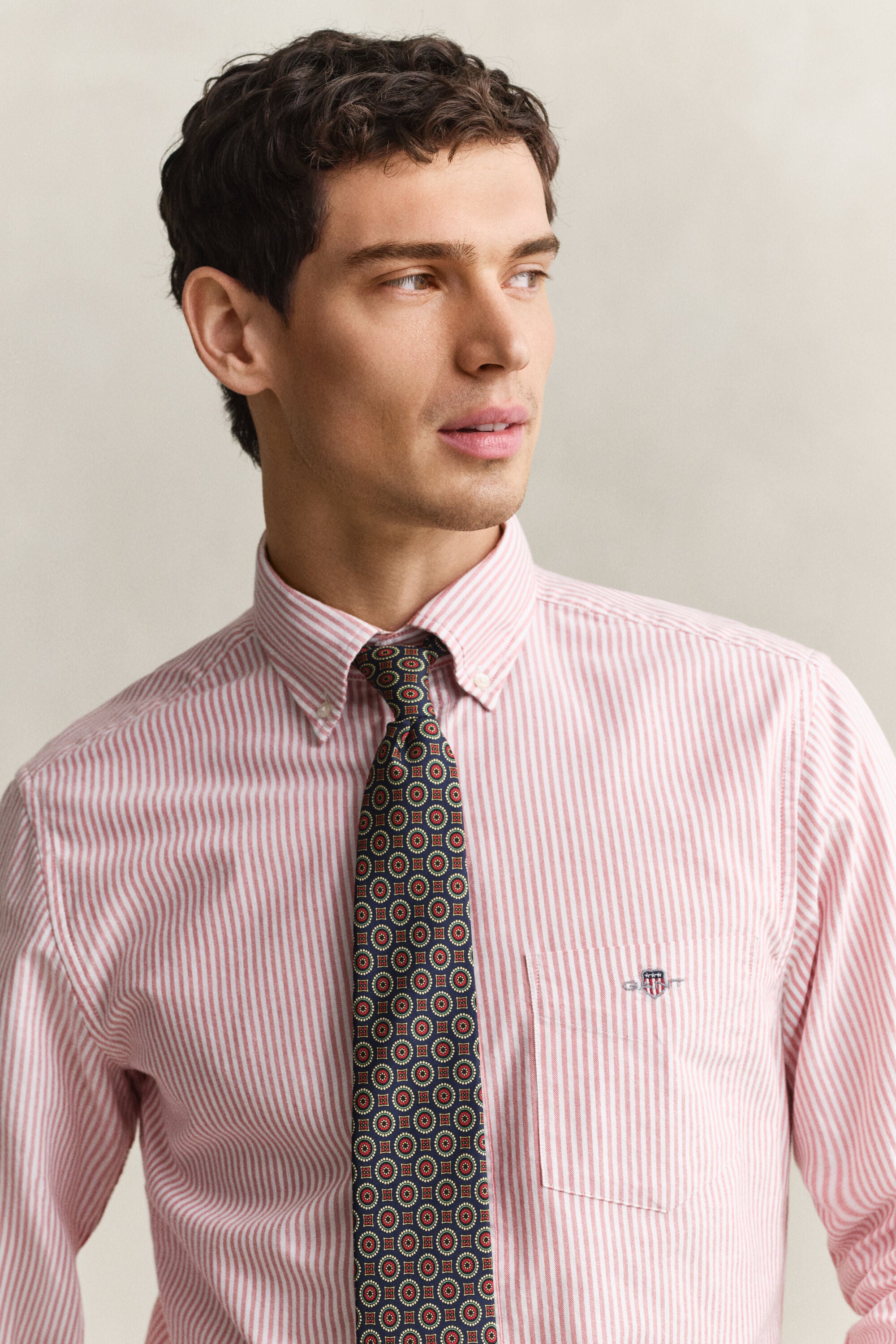 Camisa Oxford clásica de rayas finas