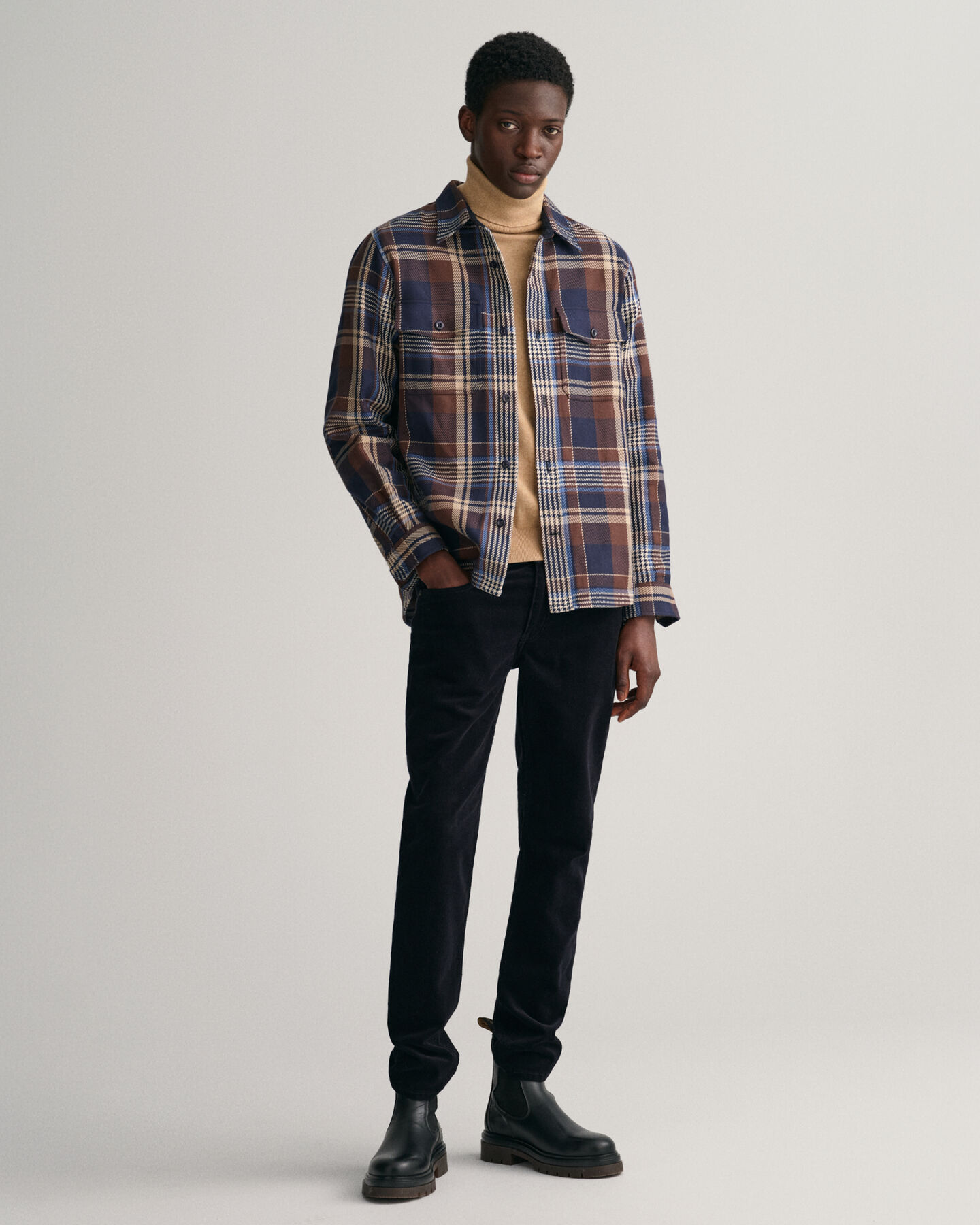 Sobrecamisa de sarga gruesa a cuadros