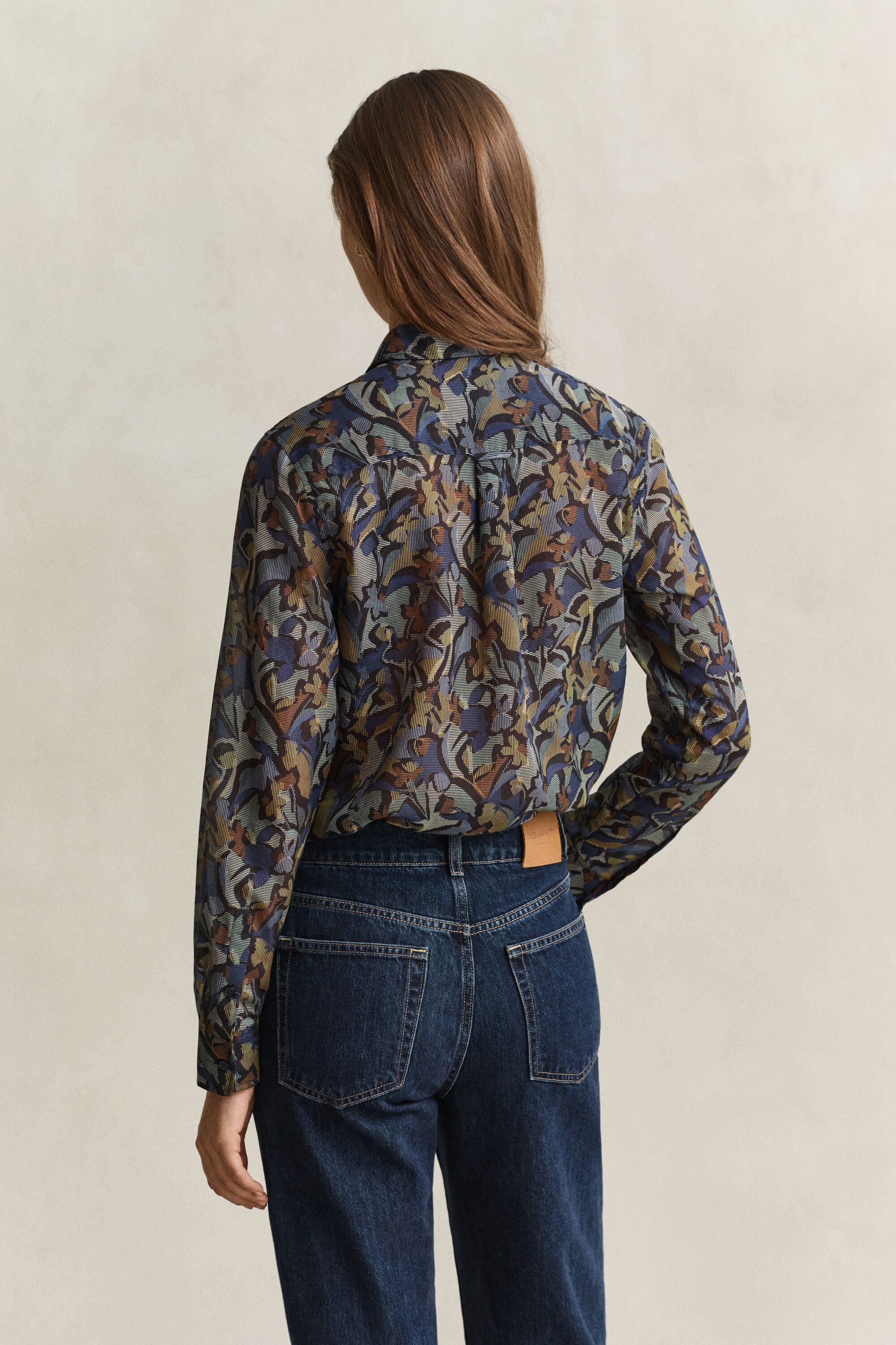 Camisa de algodón y seda estampada