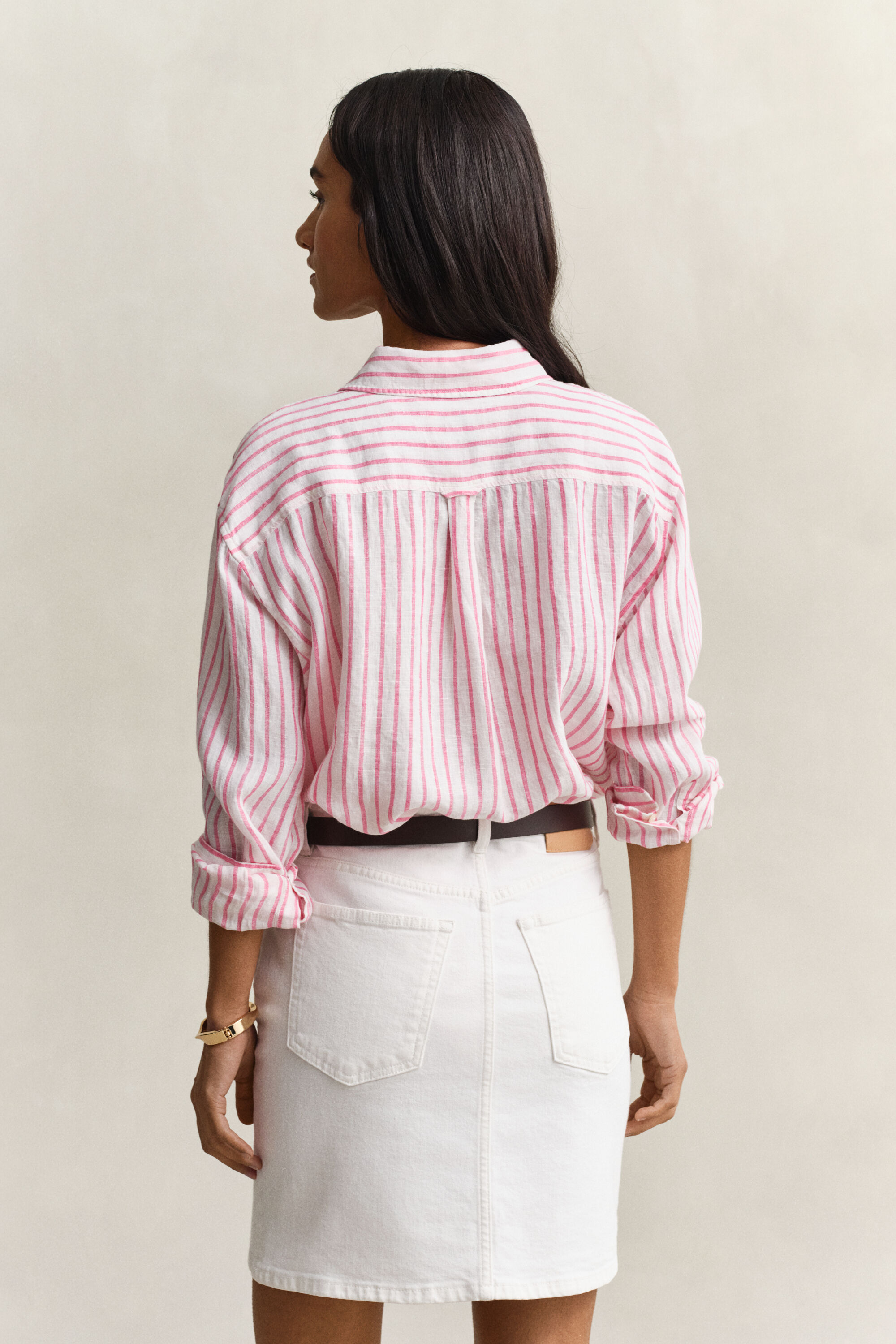 Camisa Relaxed Fit de lino a rayas