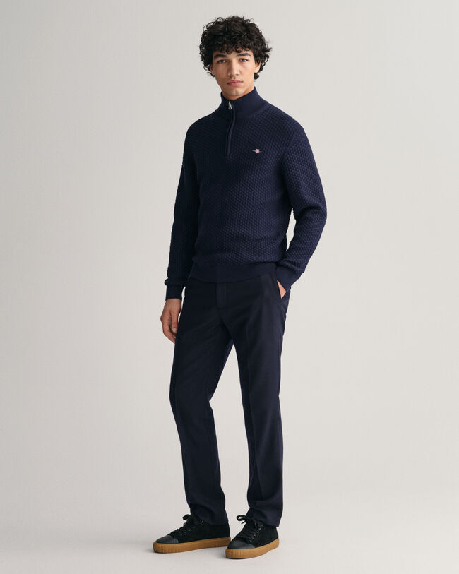 Jersey de algodón con media cremallera Textured